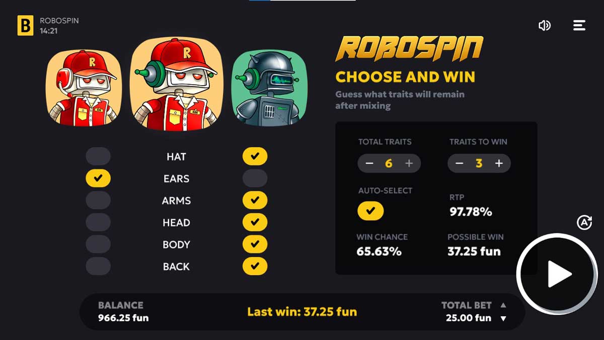 Robospin slot machine game